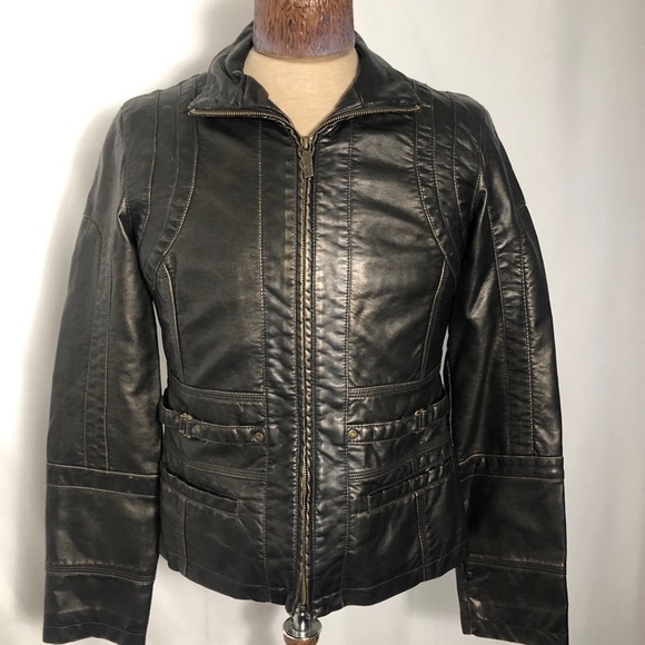 - Womens Bronze/Brown Faux Leather Jacket.SizeMedium - Picture 7 of 8